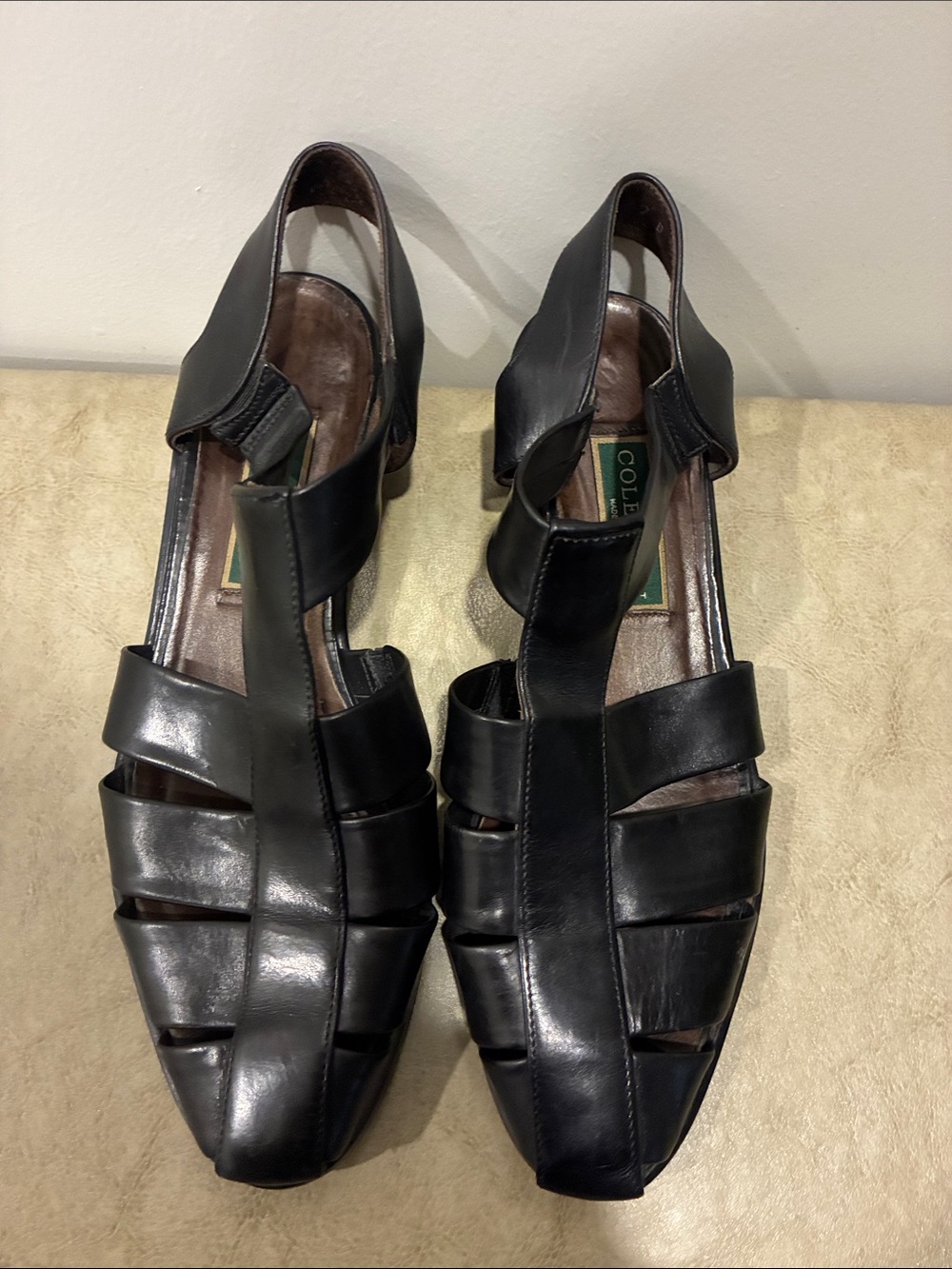Cole Haan Black Leather Men's Strappy Fisherman Sandals